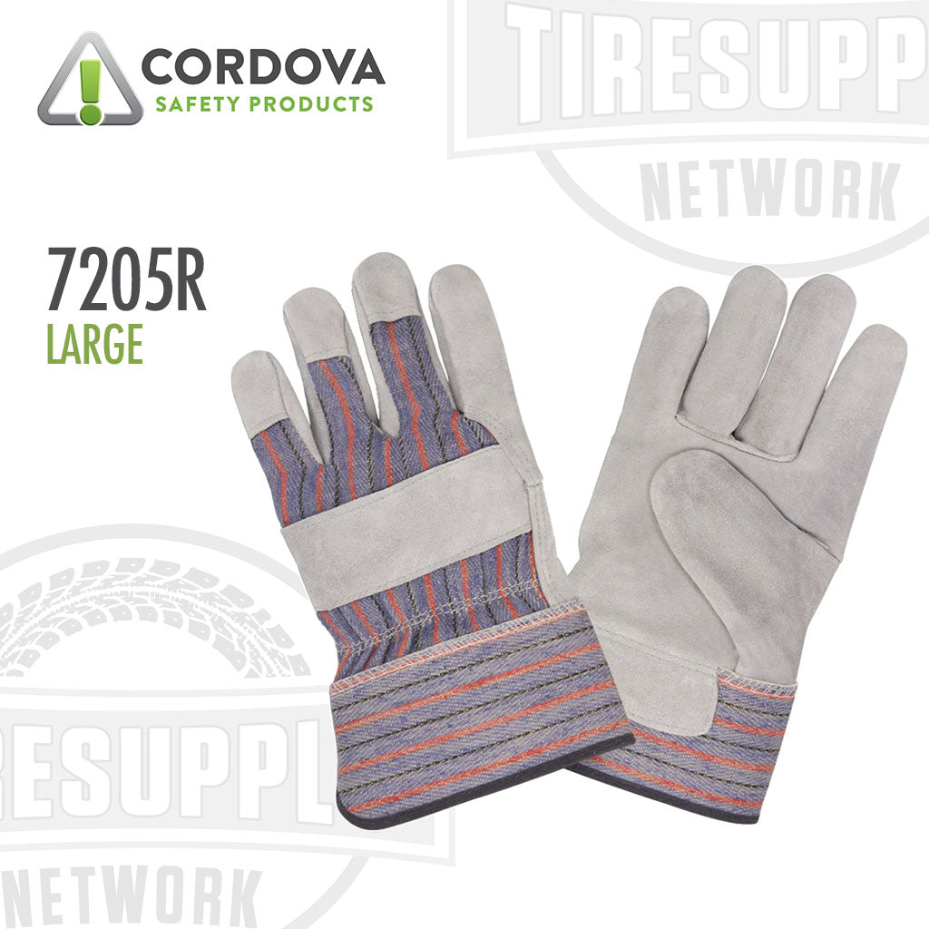 Cordova Safety Products | Split Cowhide Leather Palm Gloves - Large (7205R)