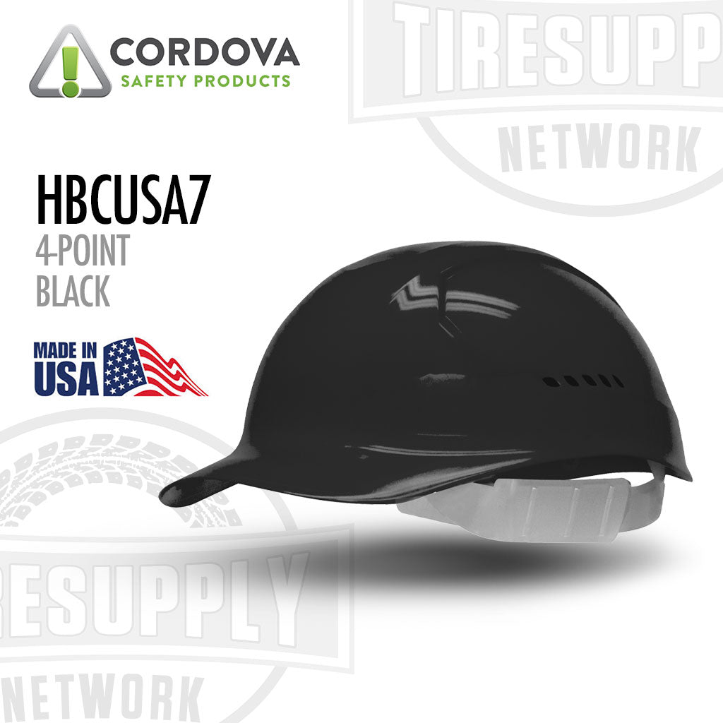 Cordova Safety Products HBCUSA7 | DUO SAFETY 4-Point Plastic Suspension - Bump Cap - Black