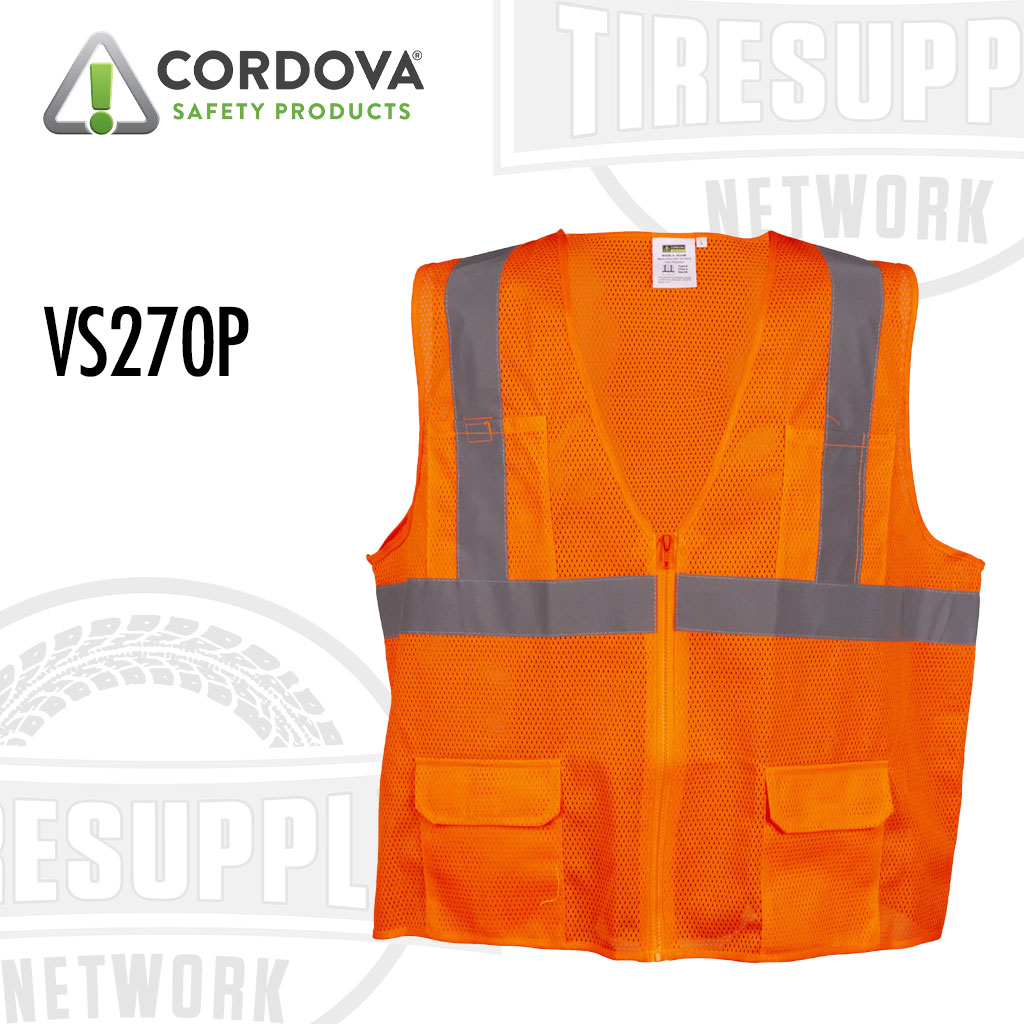 Cordova Safety Products | COR-BRITE Type-R Class-2 Orange Surveyors Safety Vest - Choose Size (VS270P)