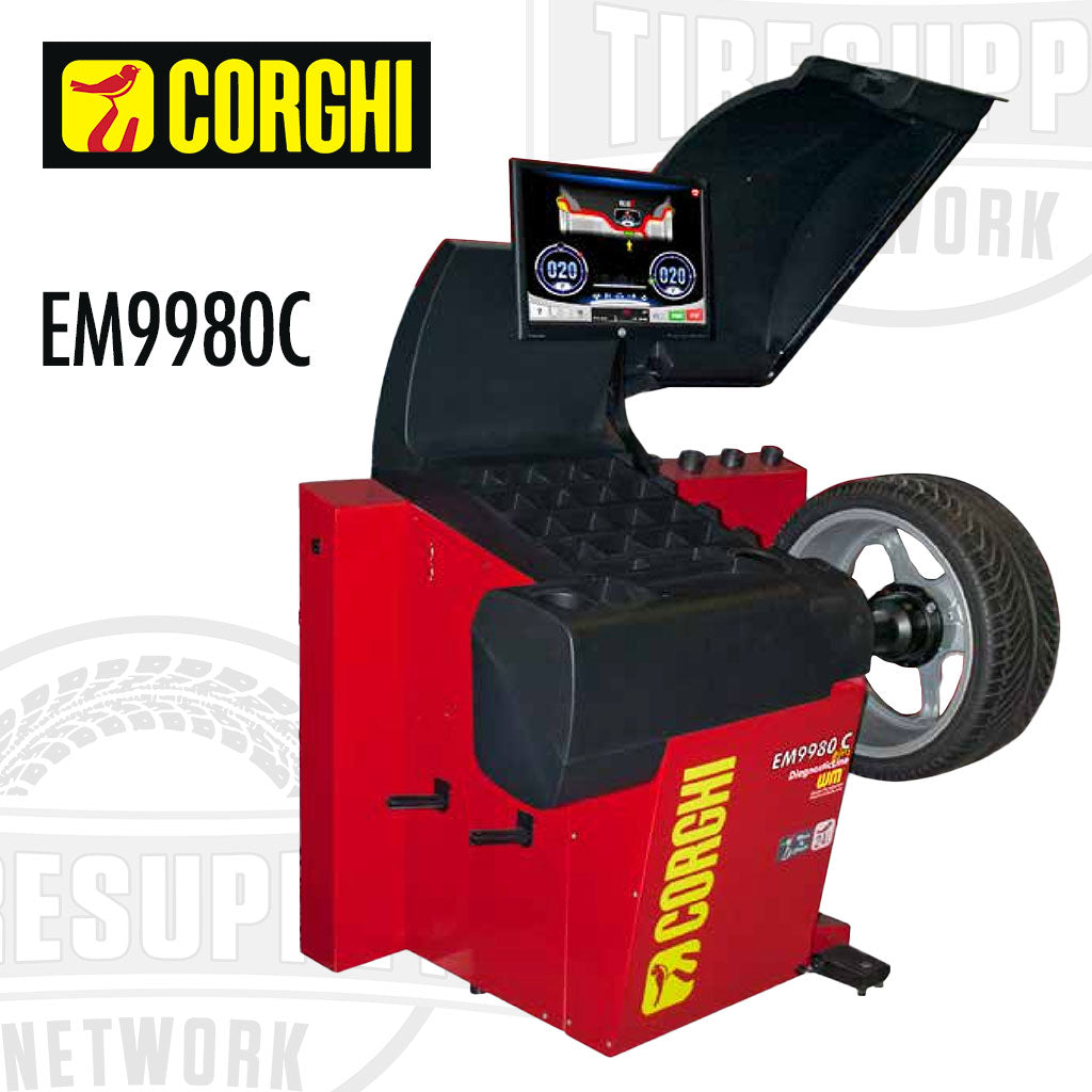 Corghi | Plus DiagnosticLine Super-Automatic Wheel Balancer with Touchscreen Monitor (EM9980C)