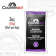 A package of Counteract tire balancing beads. Purple and white color scheme. Automatic Tire Balancing. CA3