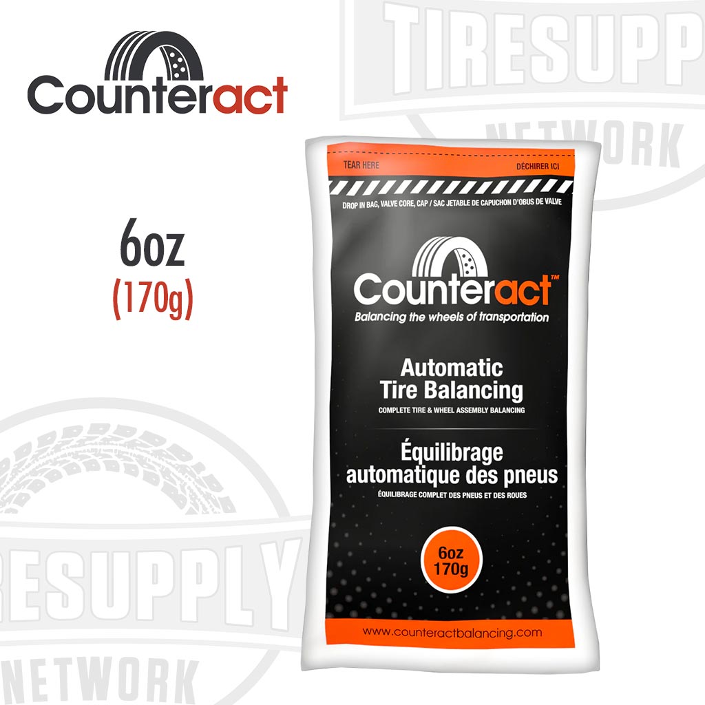 Counteract automatic tire balancing beads 6 oz. bag with valve cap and valve core. CA6
