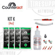 Counteract brand tire balancing bead kit, labeled as Kit K, including four 4 oz. bags of beads, along with a valve core remover, injection bottle, and additional accessories.