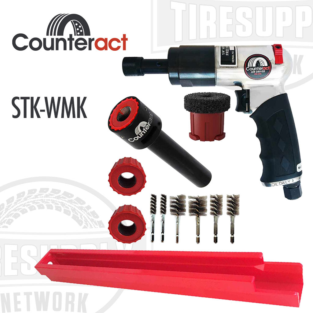 Counteract STK-WMK Truck Wheel Maintenance Hub &amp; Stud Brush Cleaning Kit with Low-Speed Air Driver