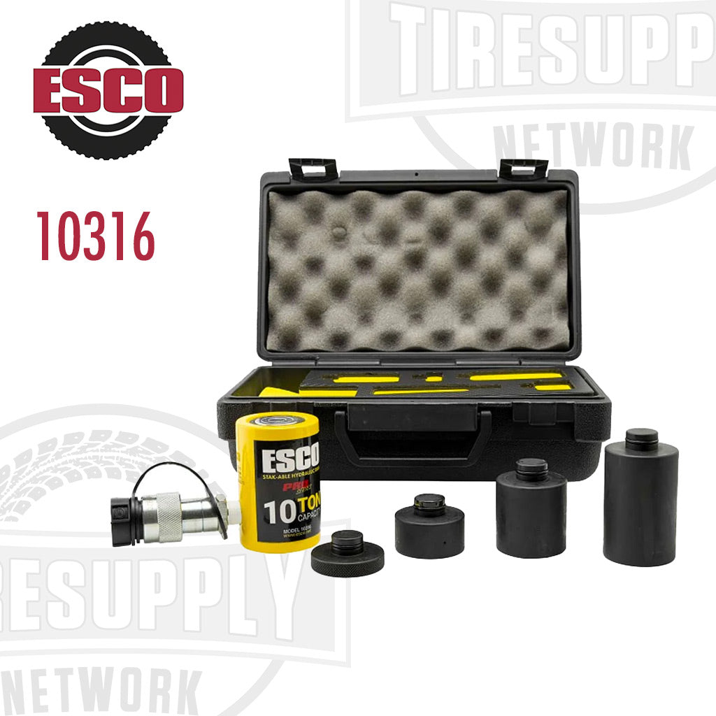 ESCO 10316 | Stak-Able 10 Ton Hydraulic Ram Kit with 1″, 2″, and 3