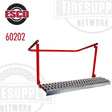 ESCO branded portable tire step with red metallic frame and gray platform, labeled with model number 60202.