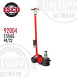 ESCO Yak 2-Stage 44/22 Ton Air Hydraulic Heavy-Duty Jack, predominantly red with some black, on a white background.