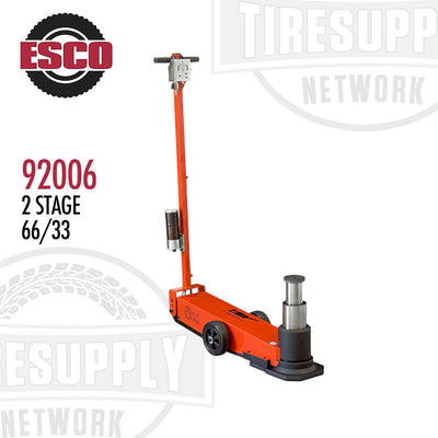 ESCO Yak 2-Stage Air Hydraulic Jack, predominantly orange with some black, on a white background.