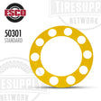 Yellow metal flange with white center on a white background, featuring ESCO branding. ESCO 50301