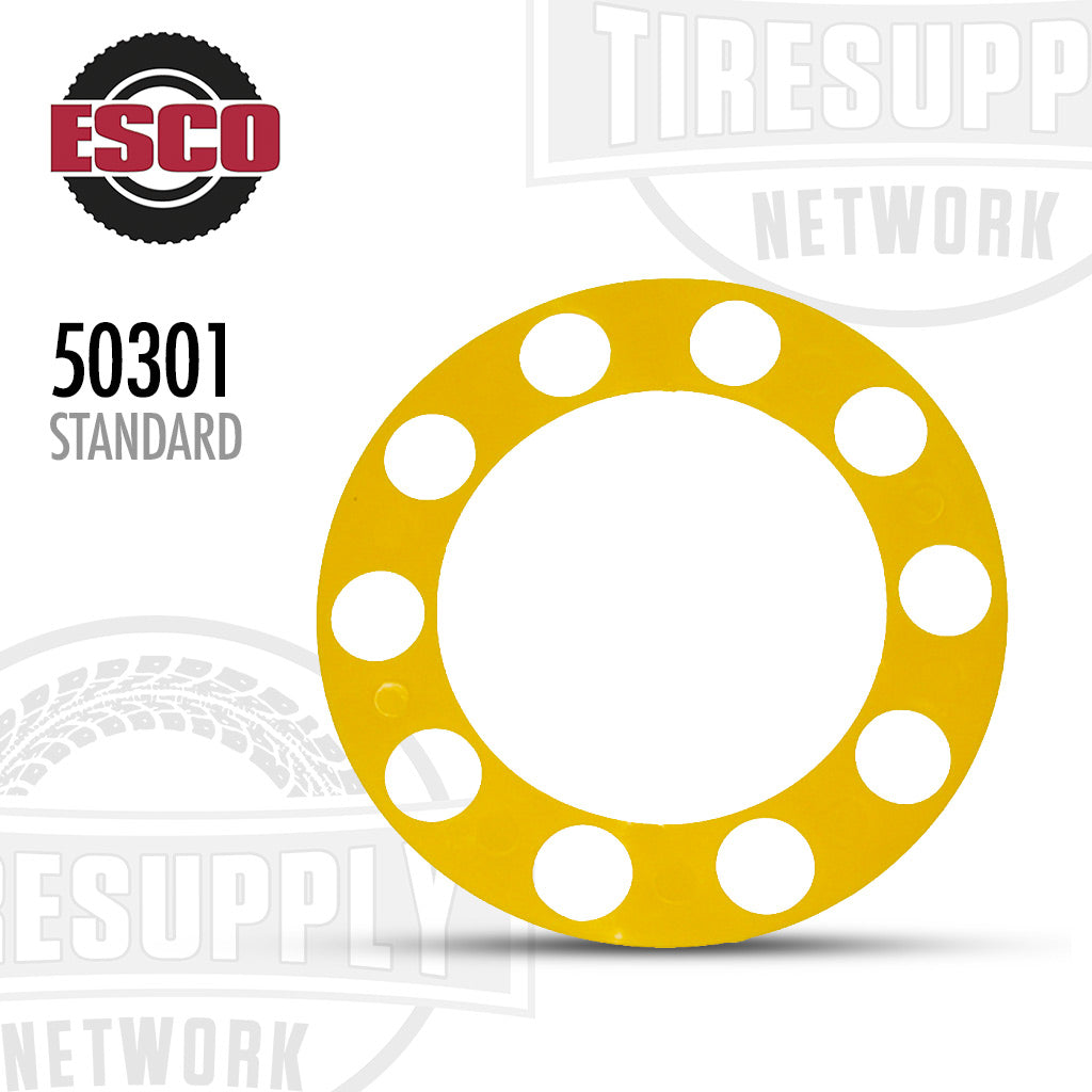 Yellow metal flange with white center on a white background, featuring ESCO branding. ESCO 50301