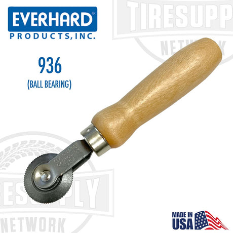 A metal corrugated tire stitcher with a wood handle, designed for repairing tires, with the Everhard Products, Inc. branding and the number 936 displayed.