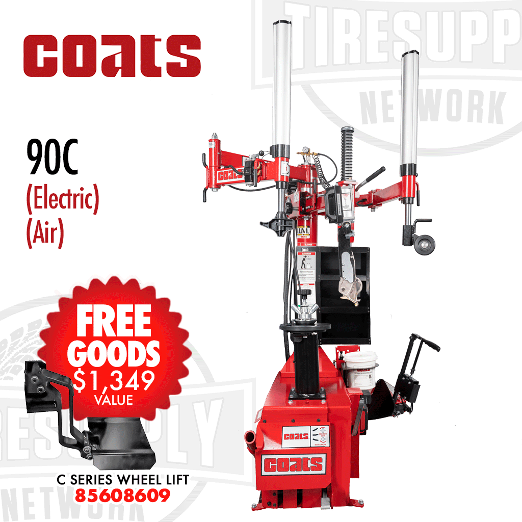 Coats 90C | Center Clamp Tire Changer with Robo-Arm & Robo-Roller Tool - Electric or Air Motor