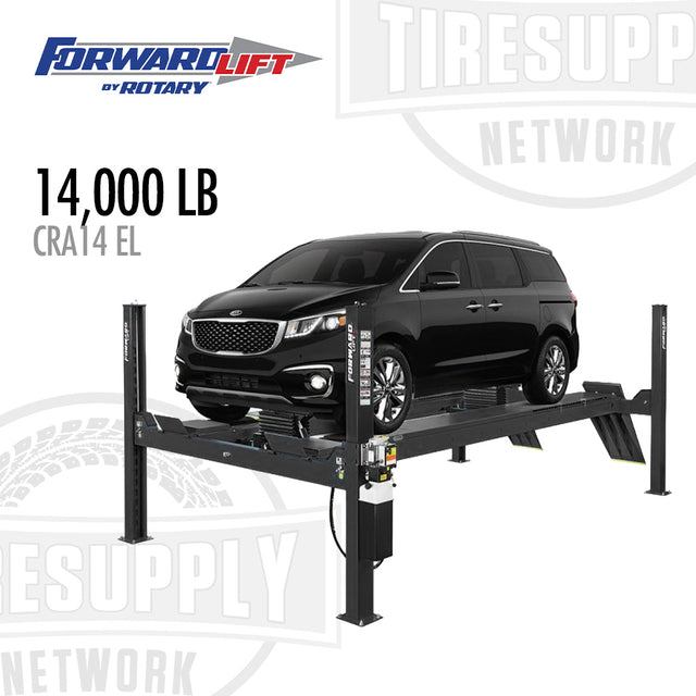 Car lift 14,000 lb capacity Forward Lift by Rotary. CRA14N202Ybk Part # CRA14 EL