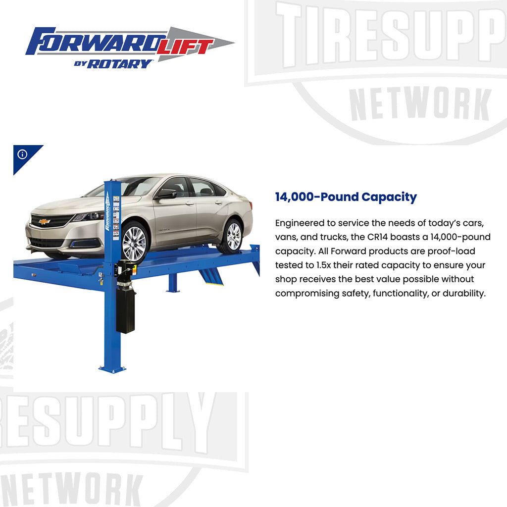 Forward Lift CRA14 | 4-Post 14,000-lb Capacity Alignment Lift - 182.5" Standard Length - Black