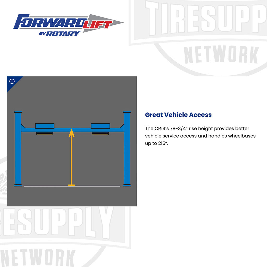 Forward Lift CRA14 | 4-Post 14,000-lb Capacity Alignment Lift - 182.5" Standard Length - Black