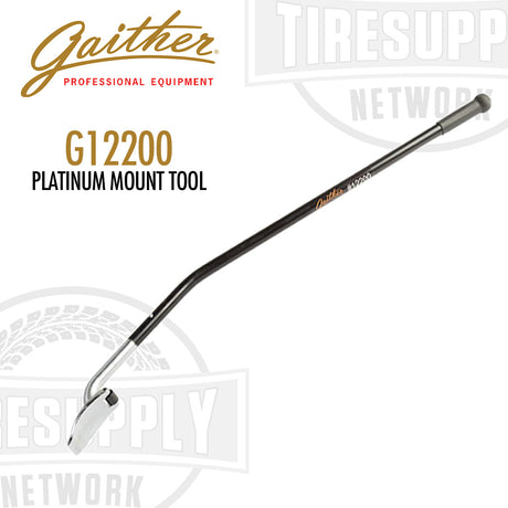 Gaither Platinum Mount Tool (G12200) for tire changing, depicted with a black handle and a silver-colored demount bar.