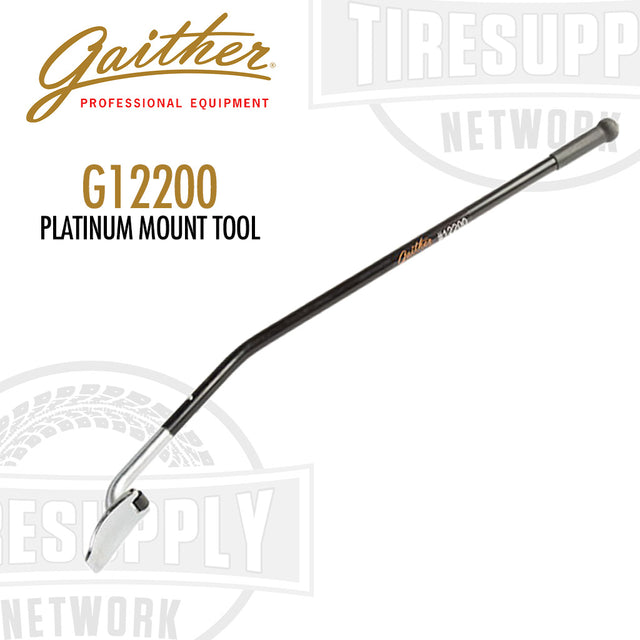 Gaither Platinum Mount Tool (G12200) for tire changing, depicted with a black handle and a silver-colored demount bar.