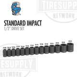 Grey Pneumatic | 1/2" Drive Standard Length Impact Set - Metric (1412M)