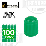 Haltec | Green Plastic Dome Valve Cap for Nitrogen/TPMS - 100 Pack (A-100-VC-8G)