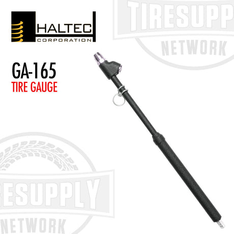 Haltec dual foot air gauge with a straight-on 30° reverse chuck, labeled for 10-150 psi, predominantly black in color.