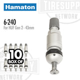 Hamaton 6-240 | 10-Pack TPMS Replacement Clamp-In Gen 2 Valves for HUF, 43mm