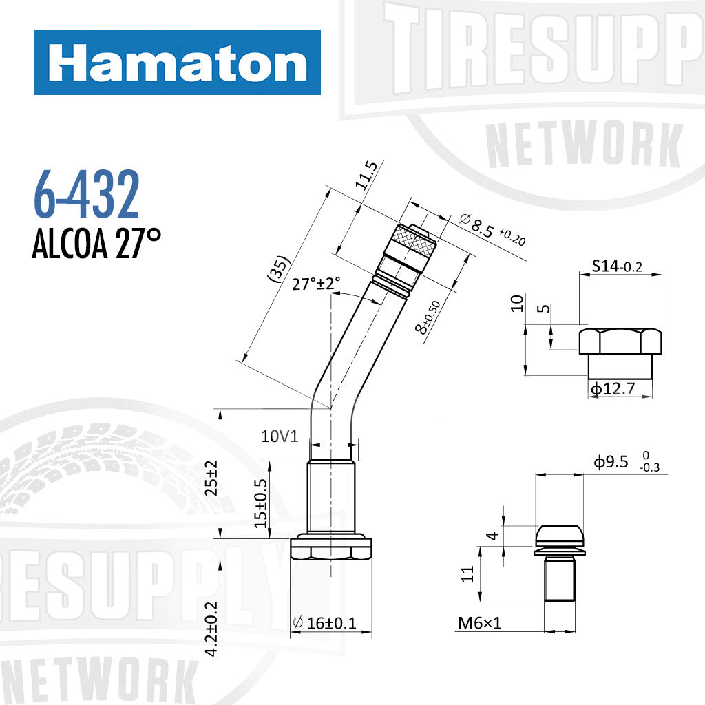 Hamaton | Bend Angle 27° Alcoa TPMS Valve PVR128 (6-432)