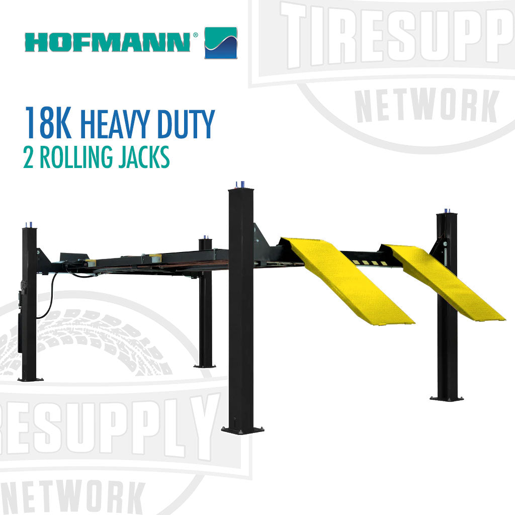 Hofmann | 18K Heavy Duty 4-Post Alignment Lift with 2 Rolling Jacks (FPA18210)