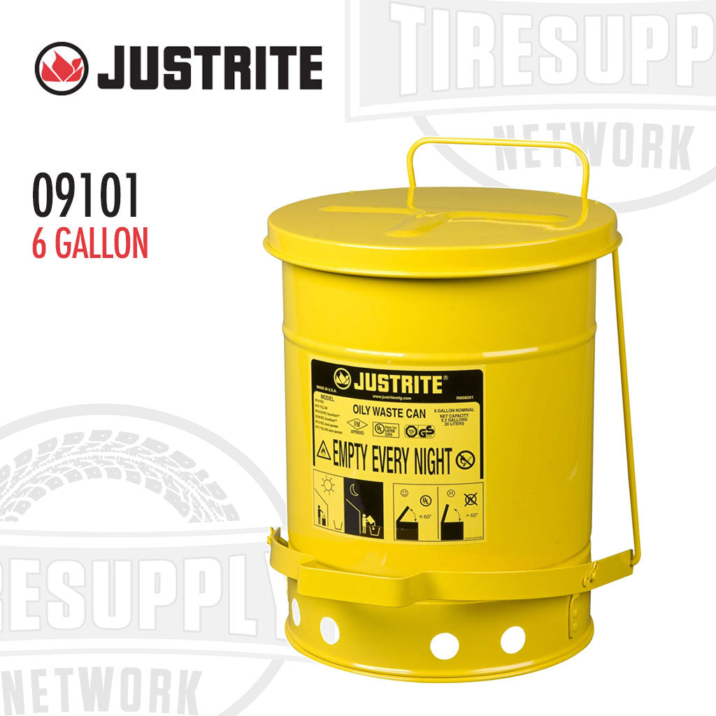 Justrite | 09101 Metal Oily Waste Can 6 Gallon (111081)