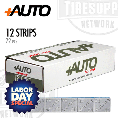 +AUTO PP200S12S72 | Steel 2 oz Stick-On Adhesive Tape Wheel Weight - 12 strips | 72 pcs | Silver