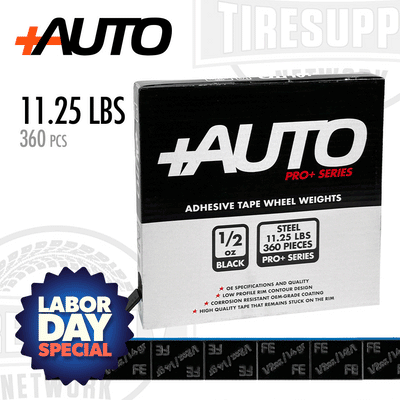 +AUTO PP50R11B360 | Steel 1/2 oz Stick-On Adhesive Tape Wheel Weight - 11.25 lbs | 360 pcs | Black