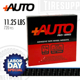 +AUTO PP25R11B720 | Steel 1/4 oz Stick-On Adhesive Tape Wheel Weight - 11.25 lbs | 720 pcs | Black