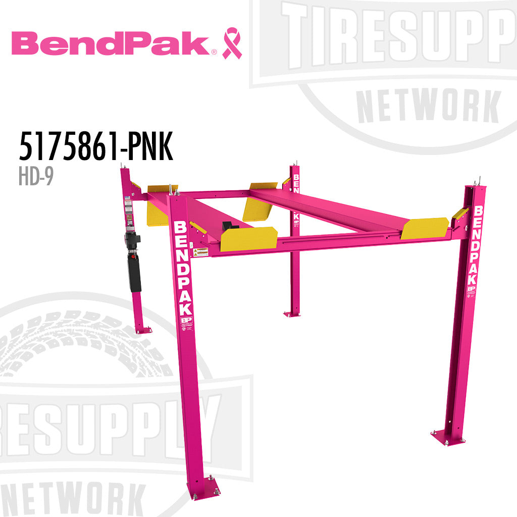 BendPak | Limited-Edition Pink HD-9 Standard Width 4-Post Lift, 9000-lb Capacity, 70″ Rise, 110.25″ Overall Width (HD-9*)