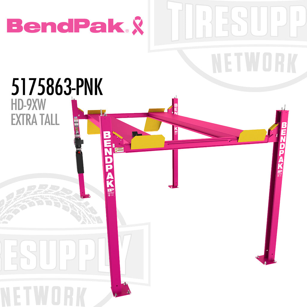 BendPak | Limited-Edition Pink HD-9 Standard Width 4-Post Lift, 9000-lb Capacity, 70″ Rise, 110.25″ Overall Width (HD-9*)