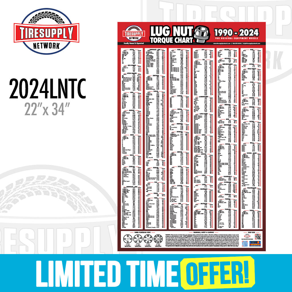 TSN| Lug Nut Torque Chart - Cars, SUV, Trucks, Exotics 1990 - 2024 (LNTC-24TSN*)