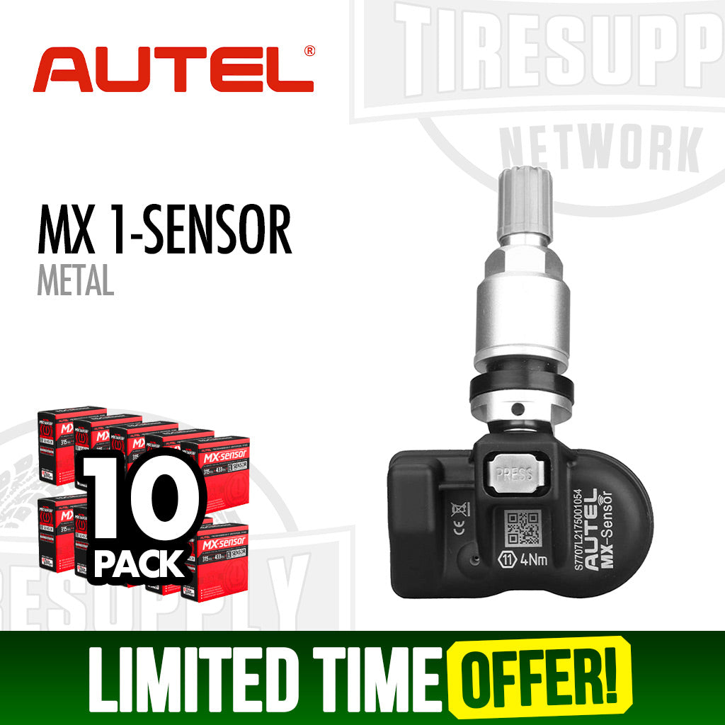 Autel | 10-Pack MX 1-Sensor Press-In Programmable Universal TPMS Sensor - Metal (1-SensorM*) or Rubber (1-SensorR*)