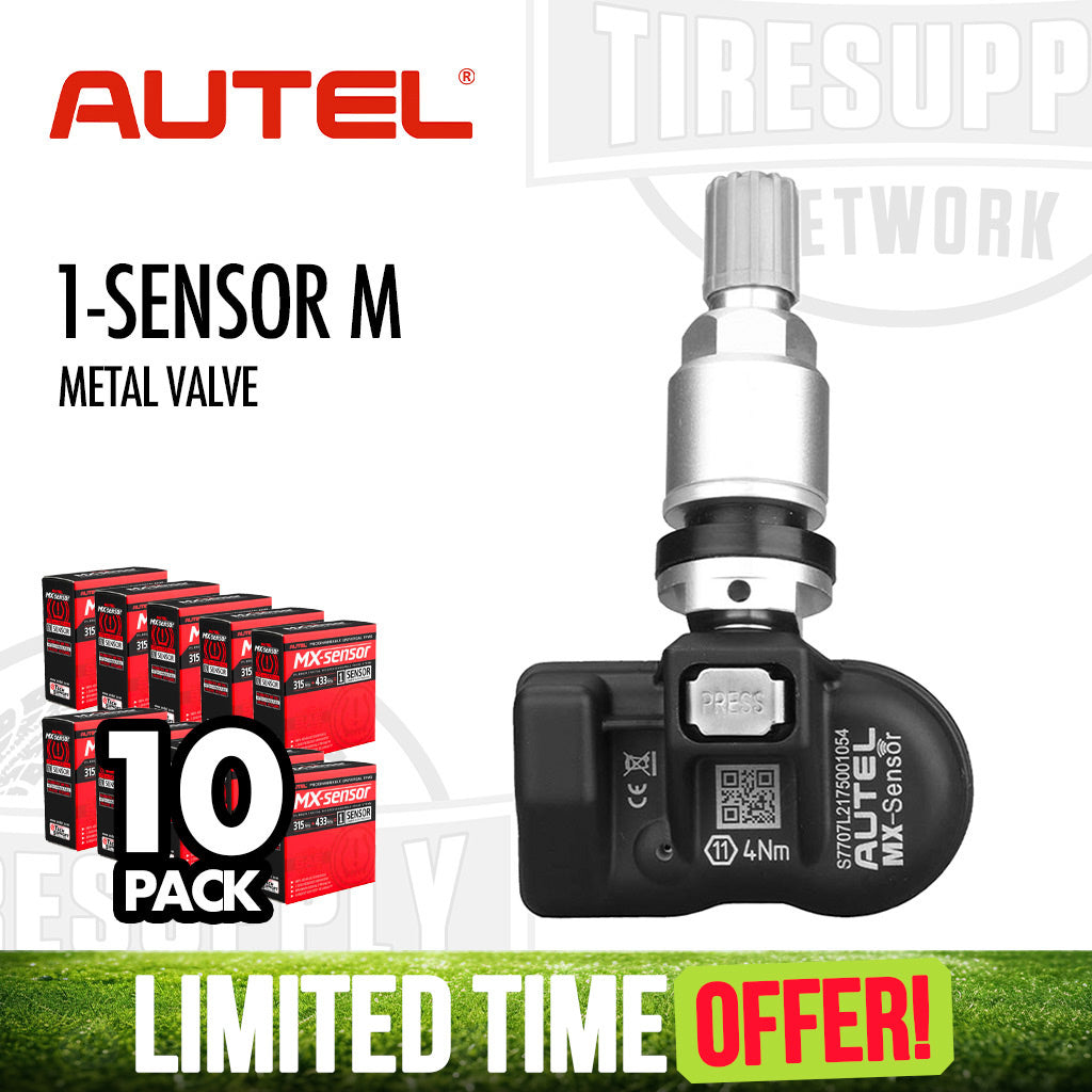 Autel | 10-Pack MX 1-Sensor Press-In Programmable Universal TPMS Sensor - Metal Valve (1-SensorM)