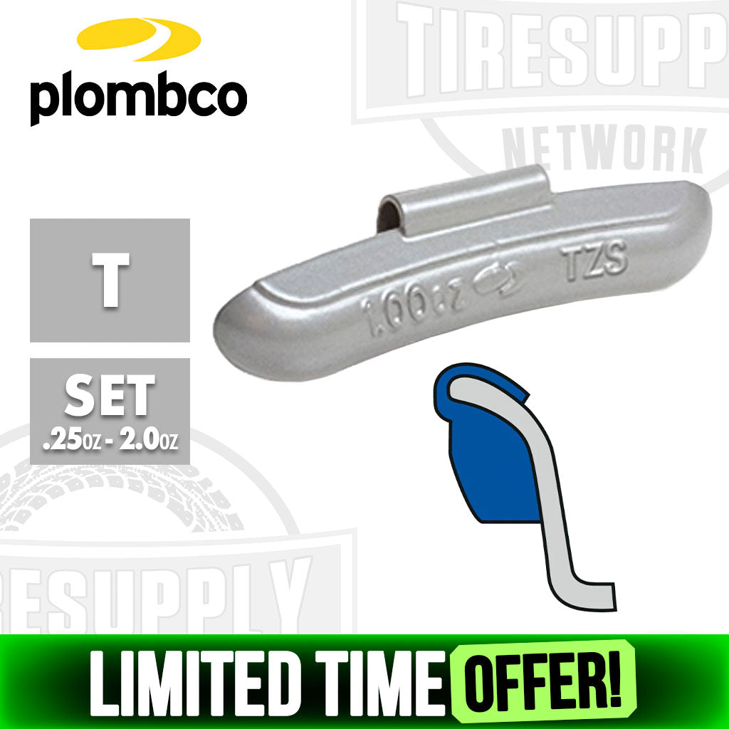 Plombco | T-Style Coated Zinc Clip-On Wheel Weights - Bulk Set (TZS-Set) PROMO