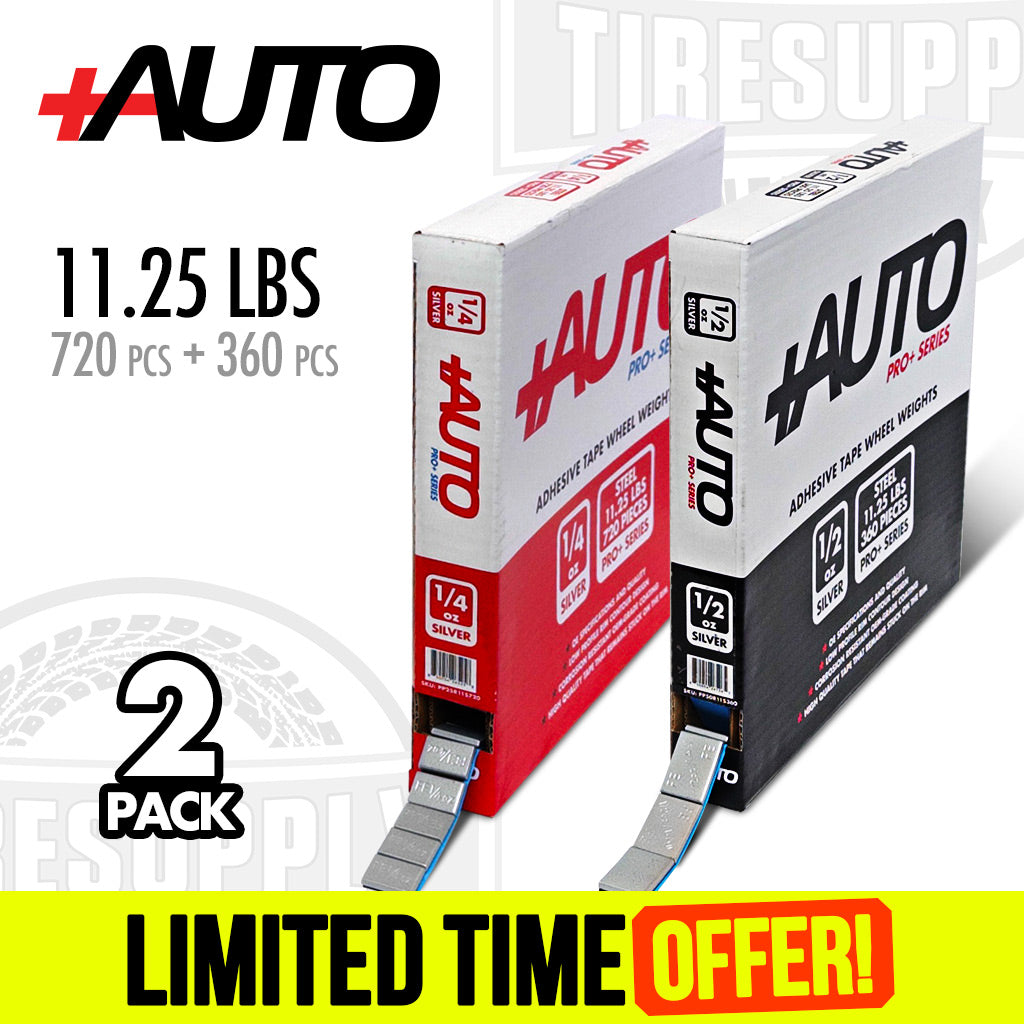 +AUTO | Steel Adhesive Tape Wheel Weight - 11.25 lbs Rolls | Silver (PPROLL-PROMO)