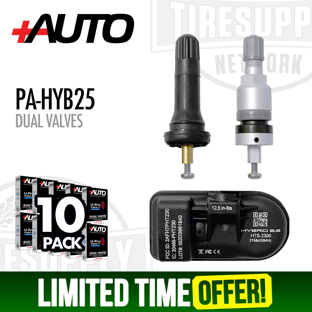 +AUTO | 10-Pack U-Pro Hybrid 2.5 Universal TPMS Sensor - Dual Valves (PA-HYB25)