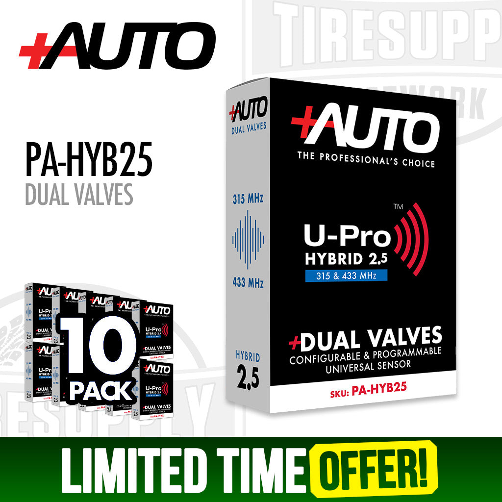 +AUTO | 10-Pack U-Pro Hybrid 2.5 Universal TPMS Sensor - Dual Valves (PA-HYB25)