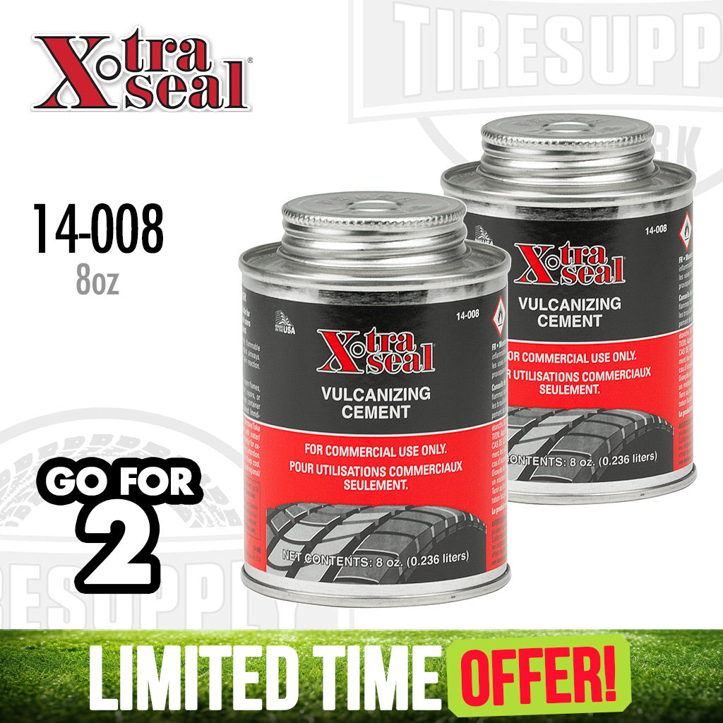 Xtra Seal | 2-Pack Chemical Vulcanizing Tire Repair Cement 8oz Can (14-008)