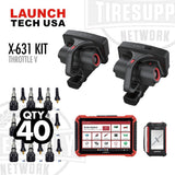 Launch Tech USA X-613 Wheel Aligner Including Throttle V Scan Tool TSAP6+ TPMS Kit and 40 Sensors