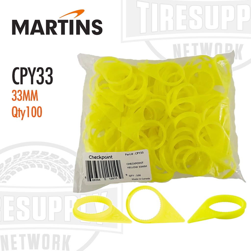 Martins | Checkpoint Yellow 33mm Wheel Nut Indicator - Bag of 100 (CPY33)