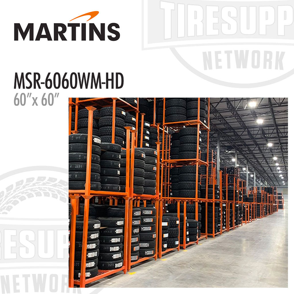 Martins MSR-6060WM-HD | 60’’ x 60’’ Stacking Tire Rack with Wire Mesh Decking