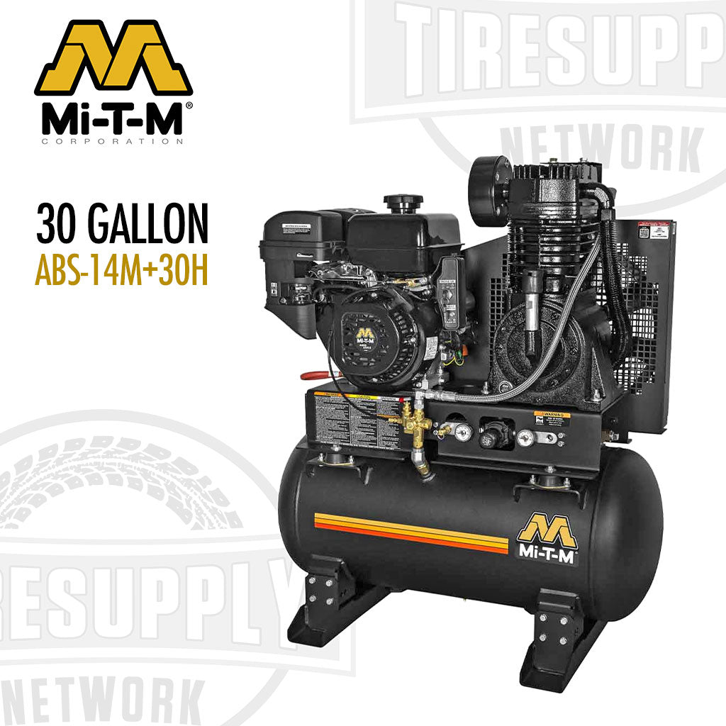 Mi-T-M | Two-Stage Gas-Driven 30-Gallon Tank-Mounted Air Compressor (ABS-14M-30H)