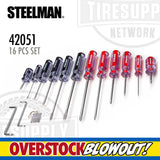 Steelman 42051 | Clear Handle Slotted and Phillips 16-Piece Screwdriver Set
