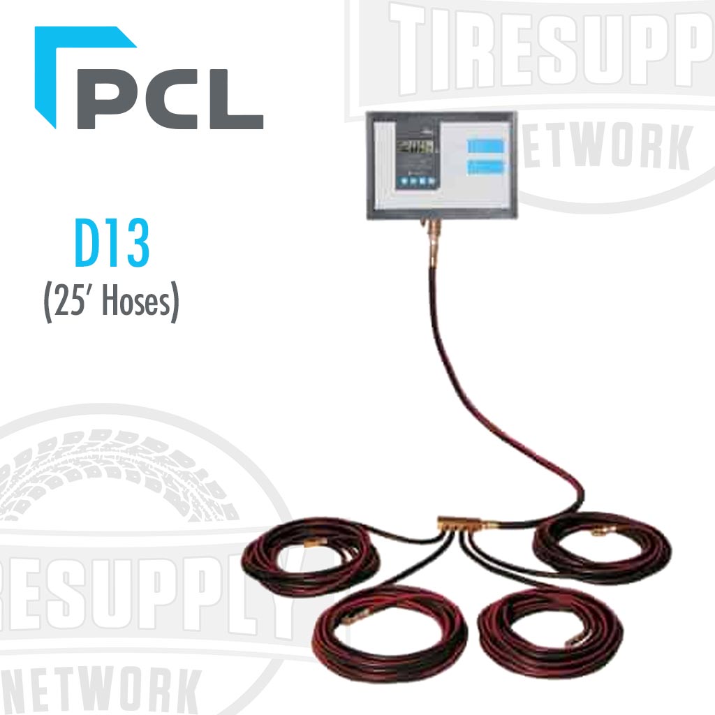 PCL | Accura D13 Wall-Mounted Automatic Tire Inflation System with 4 Hoses 25′ Each & Lock-On Chucks