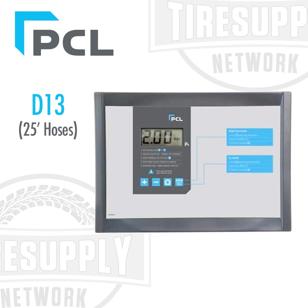 PCL | Accura D13 Wall-Mounted Automatic Tire Inflation System with 4 Hoses 25′ Each & Lock-On Chucks