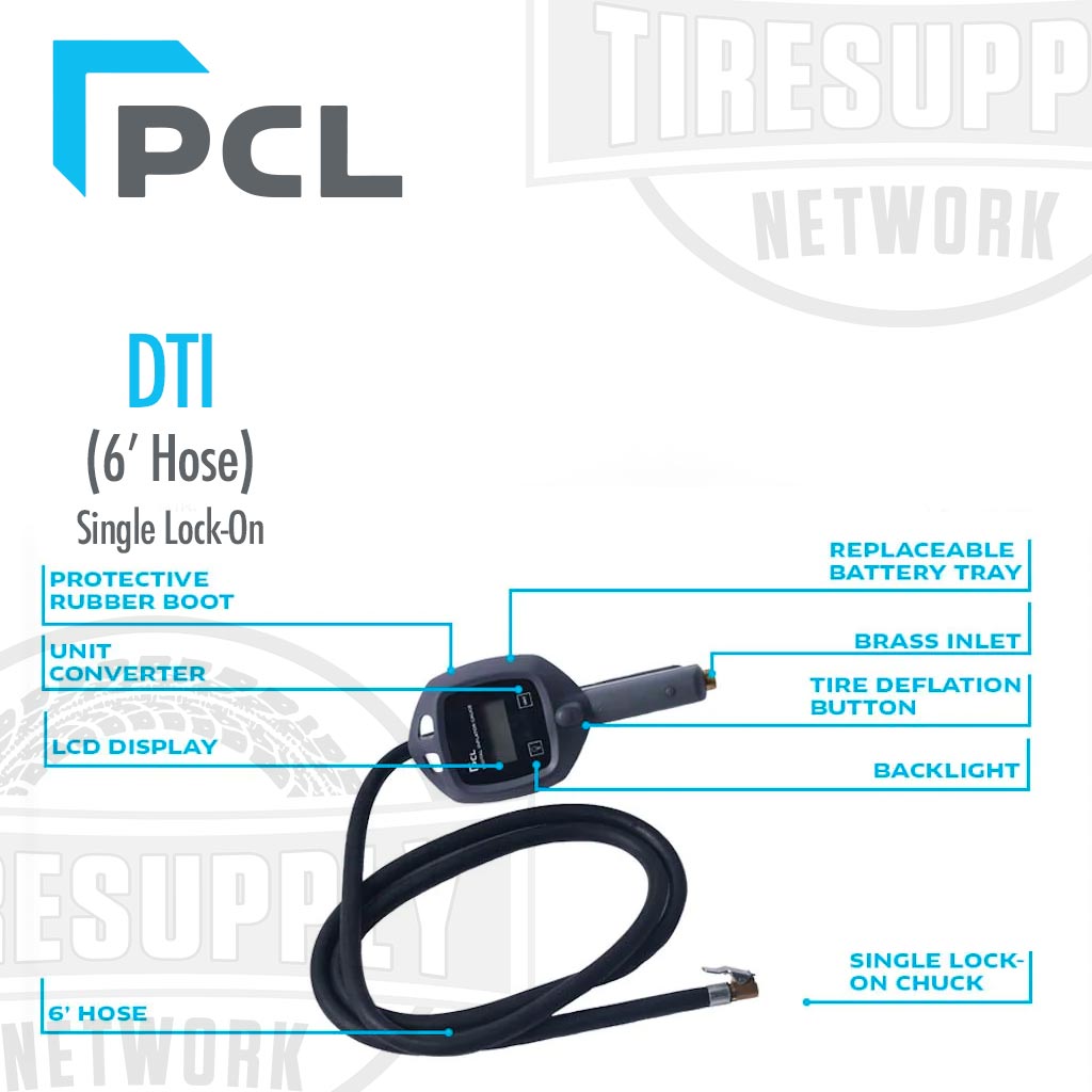 PCL | DTI Battery Powered Tire Inflator with 6′ Hose and Single Lock-On Chuck (DTI08N)