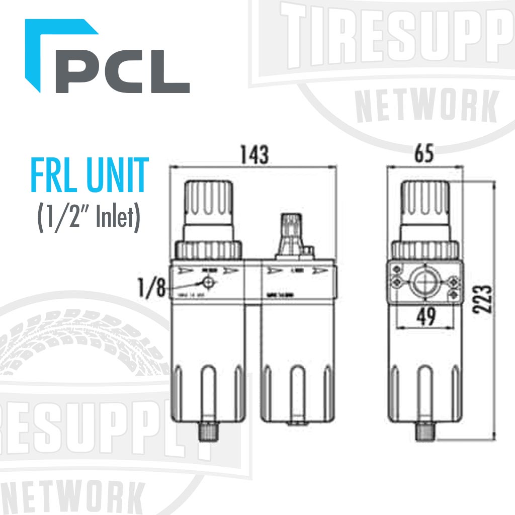 PCL ATCFRL12 | FRL Unit Filter-Regulator-Lubricator 1/2″ NPT